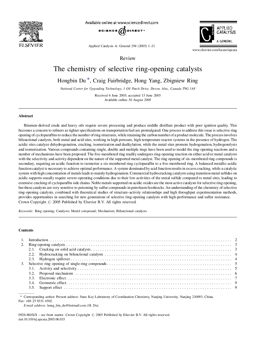 The chemistry of selective ring-opening catalysts