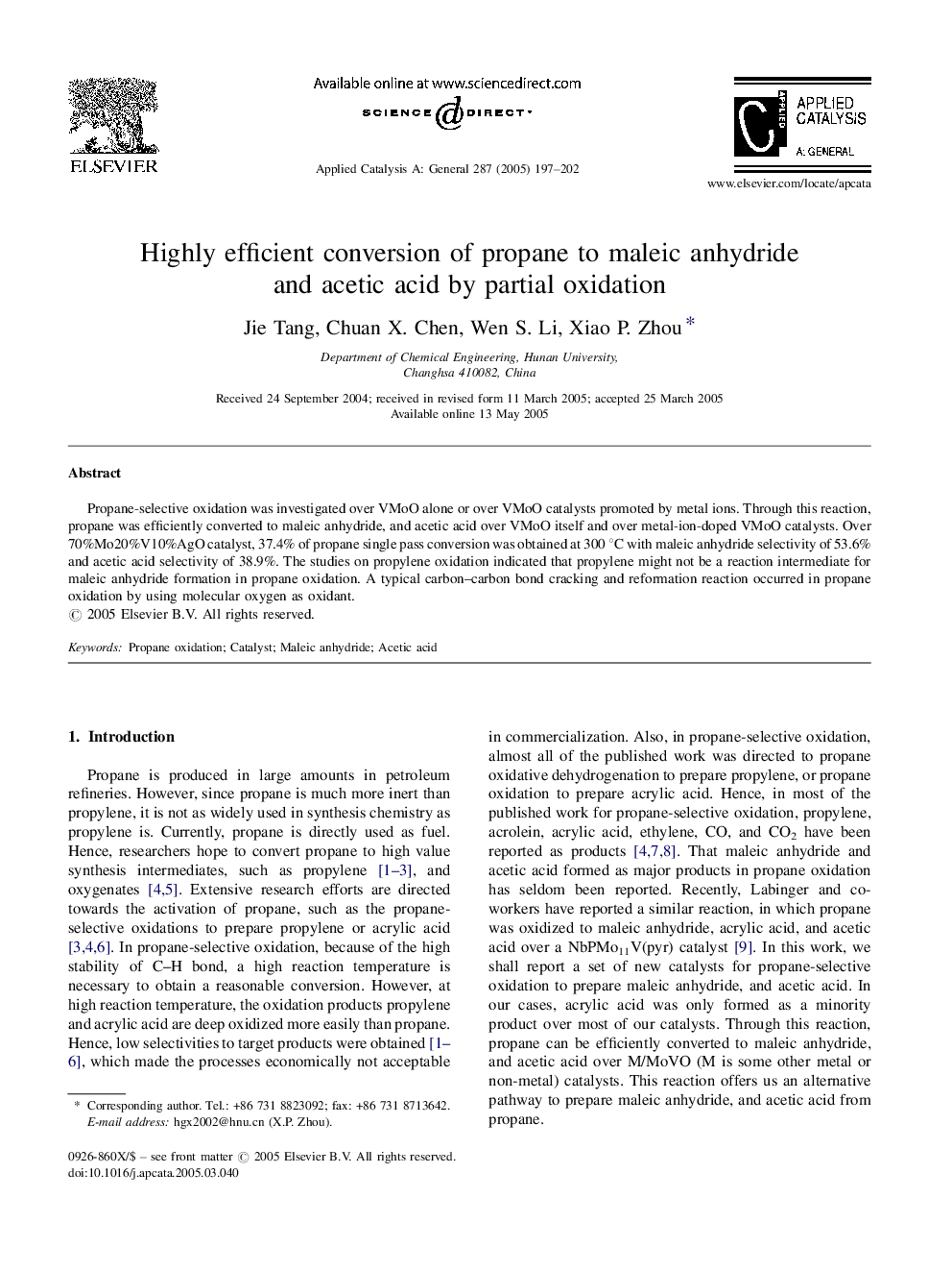 Highly efficient conversion of propane to maleic anhydride and acetic acid by partial oxidation