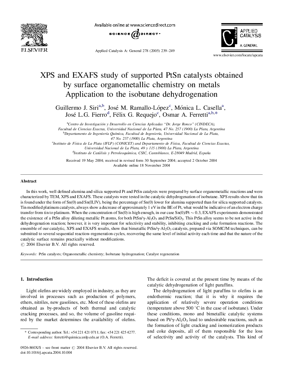 XPS and EXAFS study of supported PtSn catalysts obtained by surface organometallic chemistry on metals