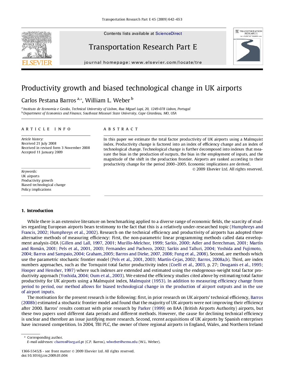 Productivity growth and biased technological change in UK airports