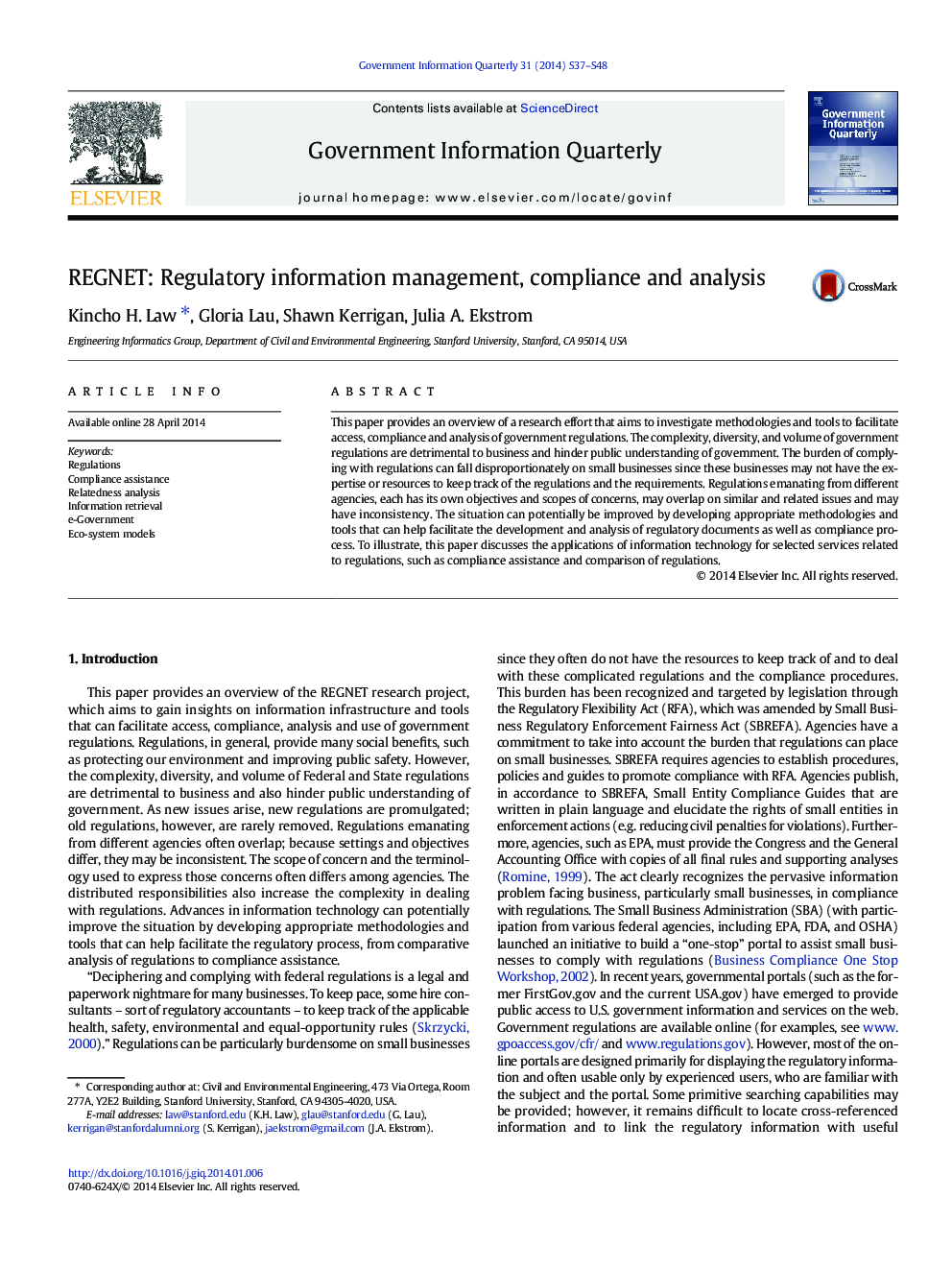 REGNET: Regulatory information management, compliance and analysis