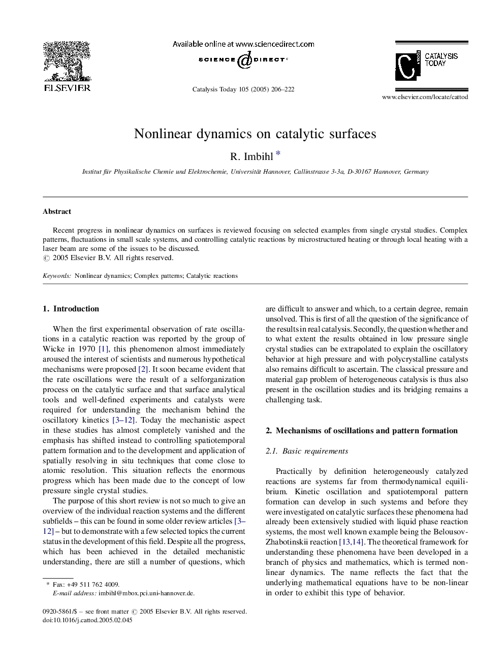 Nonlinear dynamics on catalytic surfaces