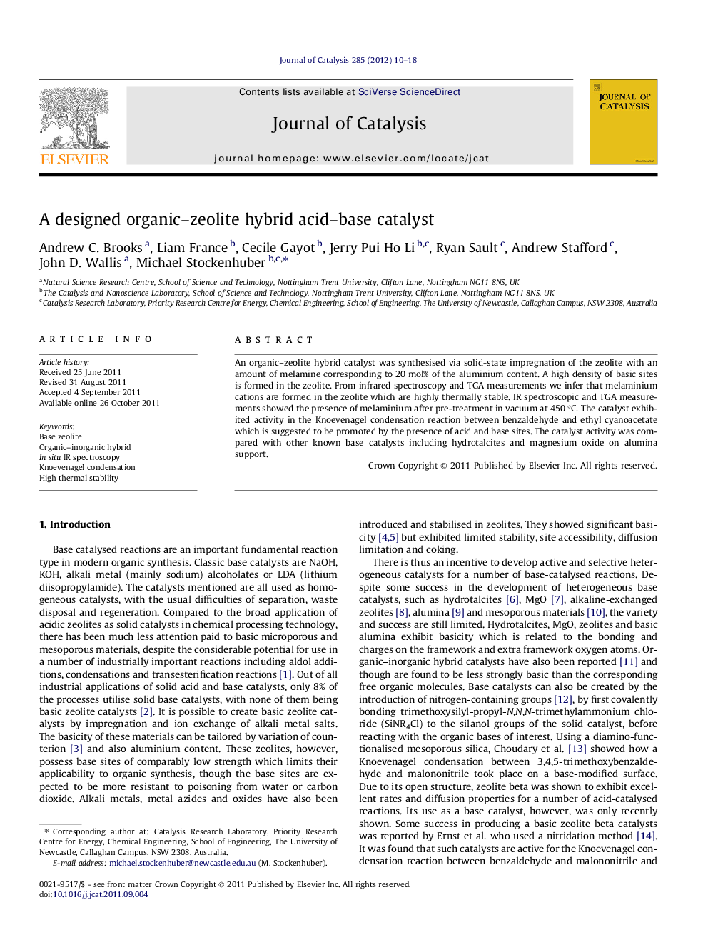 A designed organic-zeolite hybrid acid-base catalyst