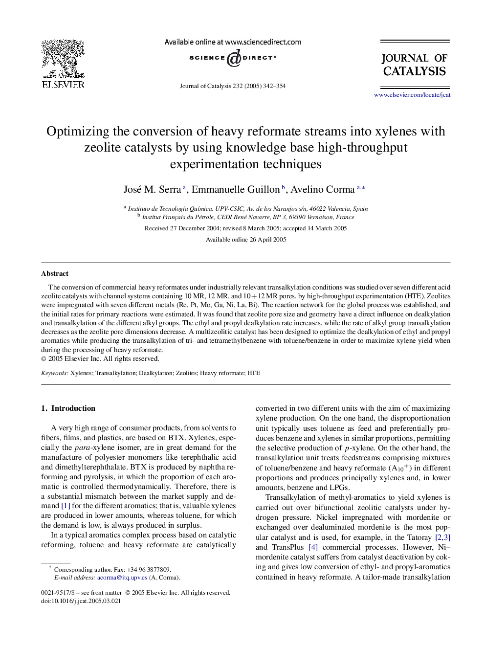 Optimizing the conversion of heavy reformate streams into xylenes with zeolite catalysts by using knowledge base high-throughput experimentation techniques