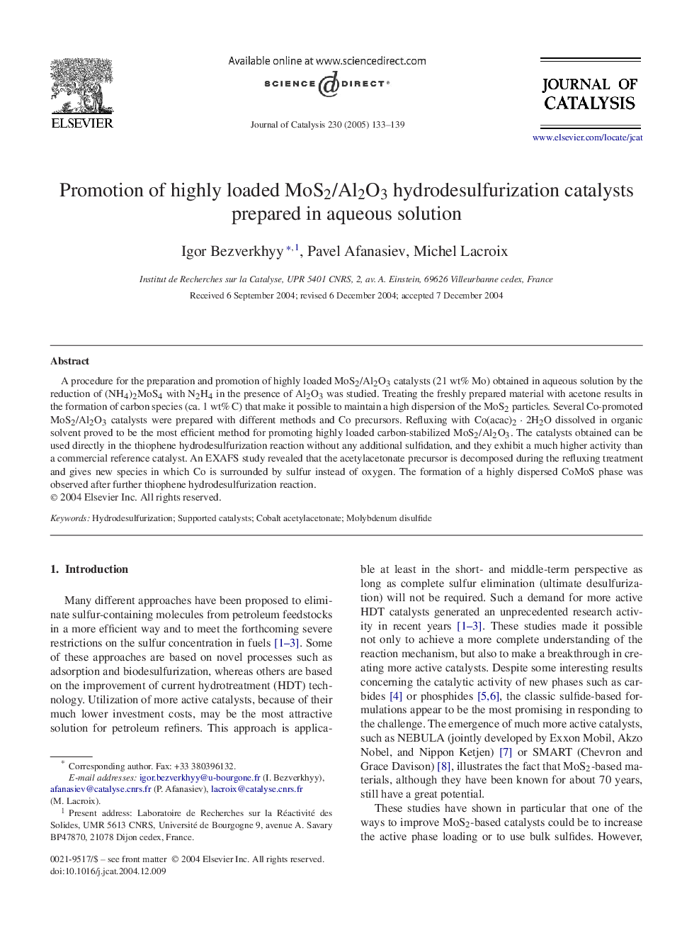 Promotion of highly loaded MoS2/Al2O3 hydrodesulfurization catalysts prepared in aqueous solution