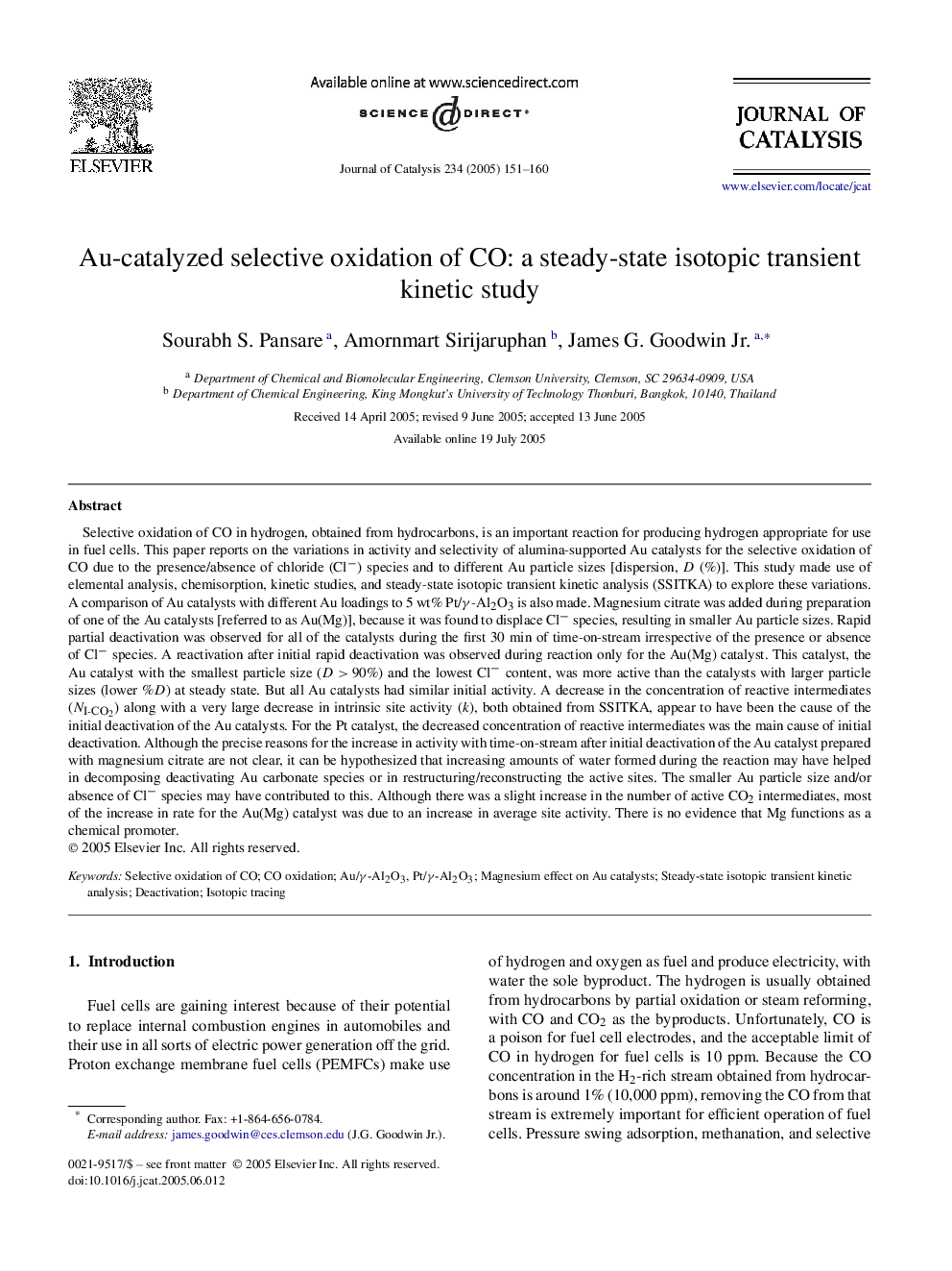 Au-catalyzed selective oxidation of CO: a steady-state isotopic transient kinetic study