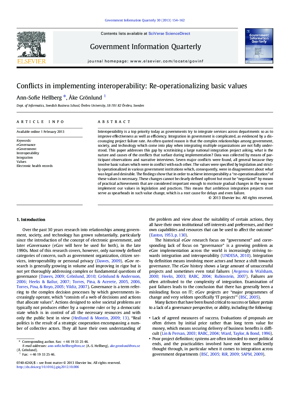 Conflicts in implementing interoperability: Re-operationalizing basic values