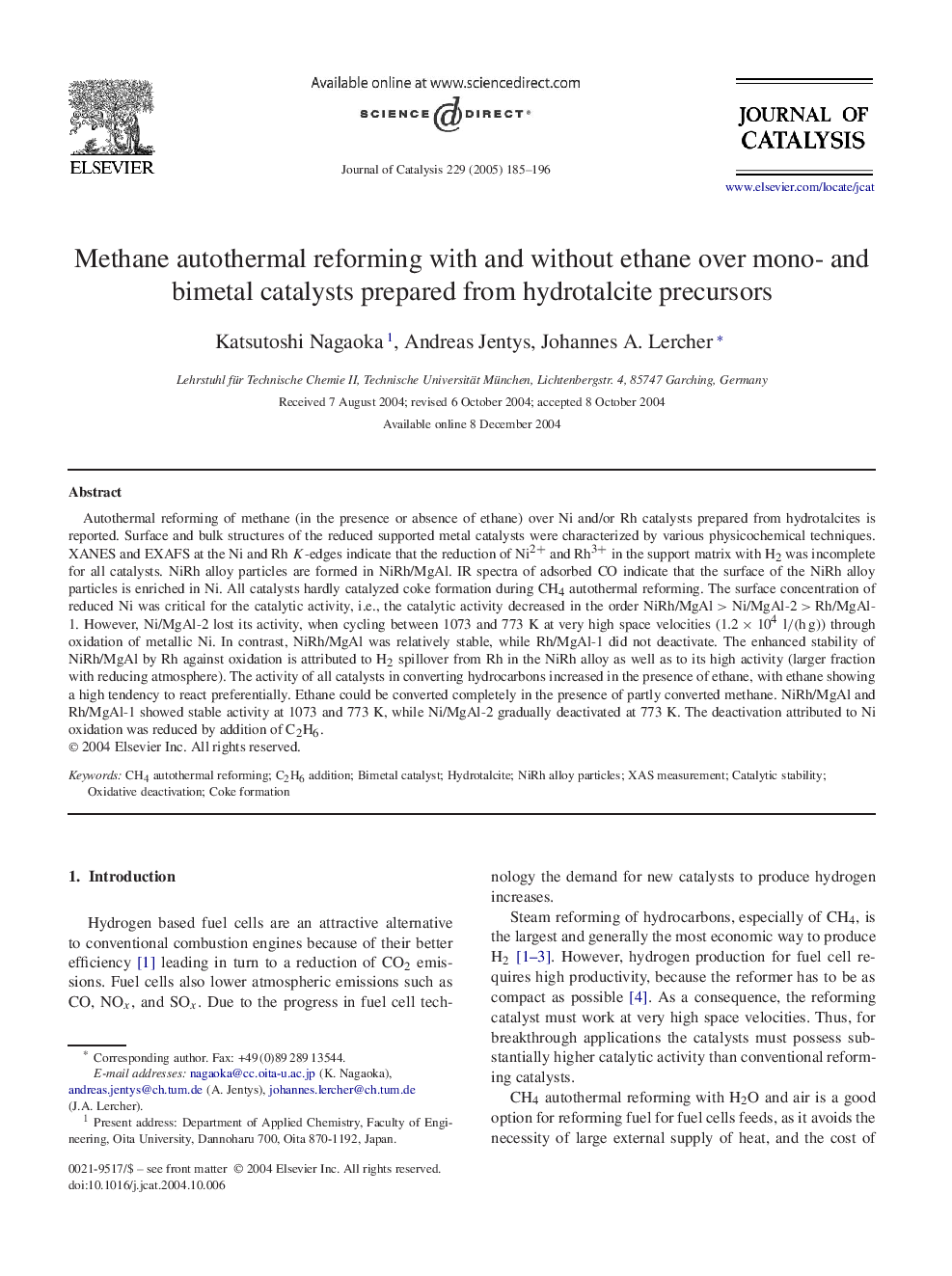 Methane autothermal reforming with and without ethane over mono- and bimetal catalysts prepared from hydrotalcite precursors