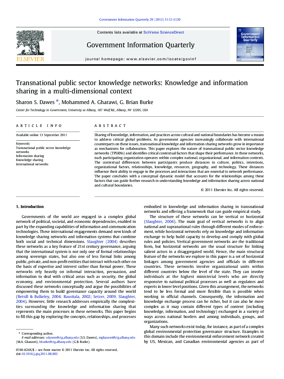 Transnational public sector knowledge networks: Knowledge and information sharing in a multi-dimensional context