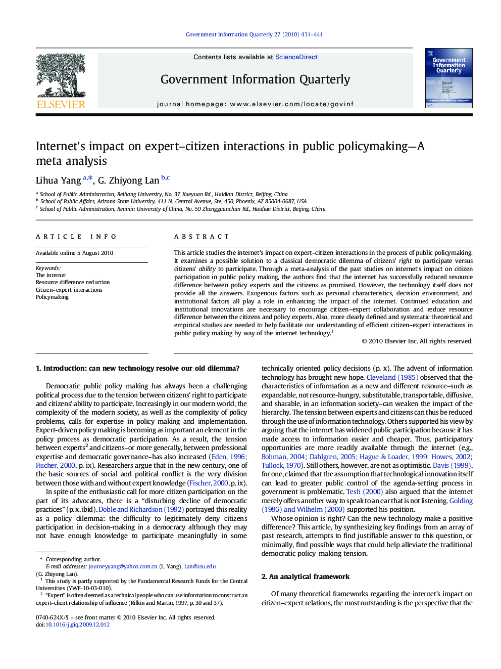 Internet's impact on expert–citizen interactions in public policymaking—A meta analysis