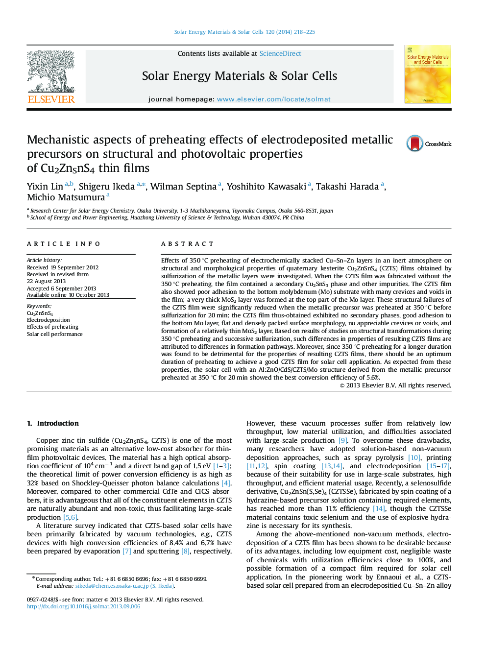 Mechanistic aspects of preheating effects of electrodeposited metallic precursors on structural and photovoltaic properties of Cu2ZnSnS4 thin films