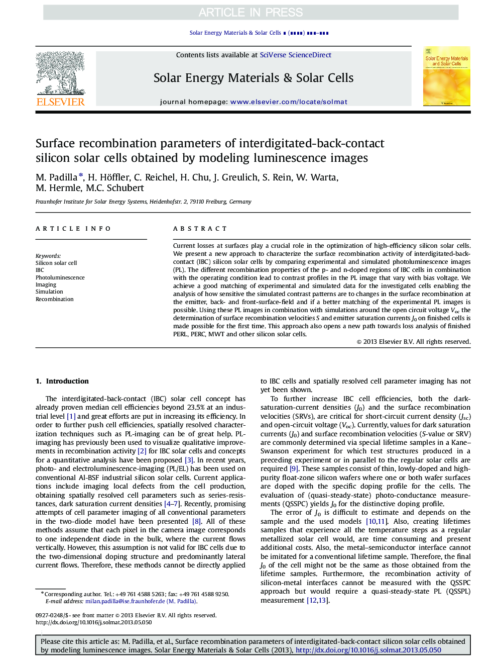 Surface recombination parameters of interdigitated-back-contact silicon solar cells obtained by modeling luminescence images