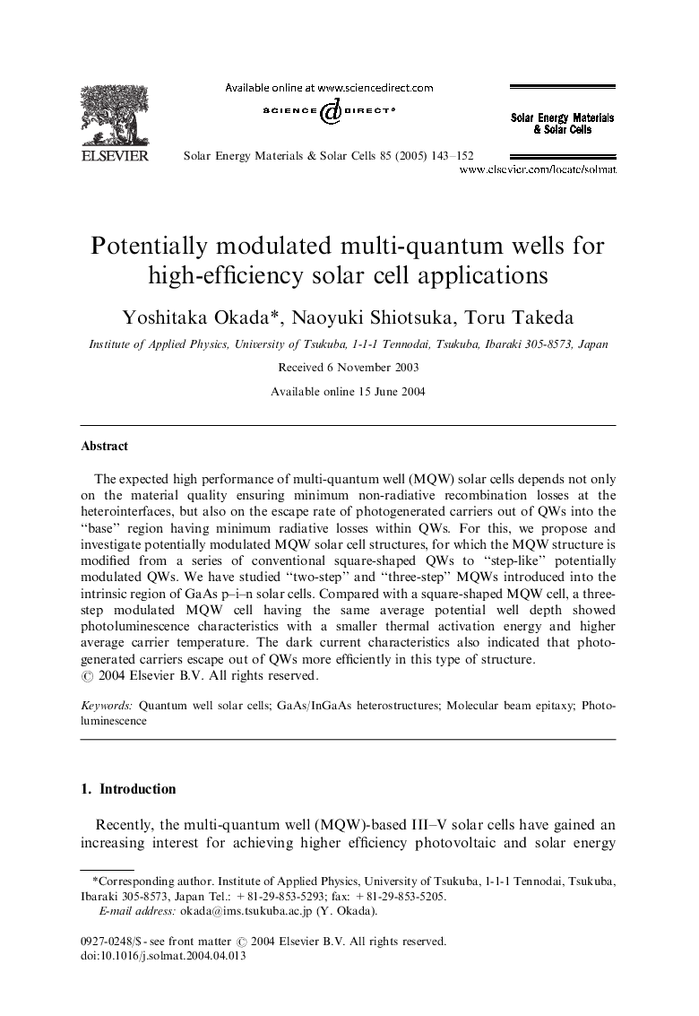 Potentially modulated multi-quantum wells for high-efficiency solar cell applications