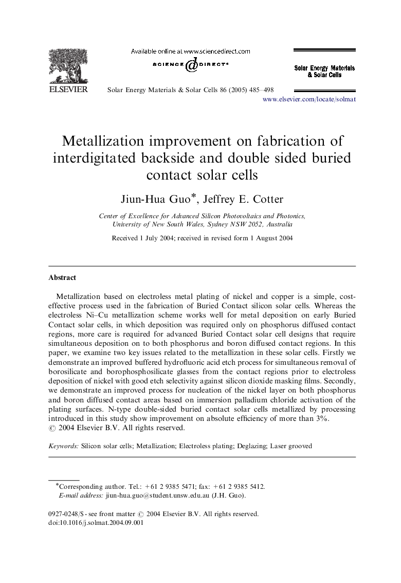 Metallization improvement on fabrication of interdigitated backside and double sided buried contact solar cells