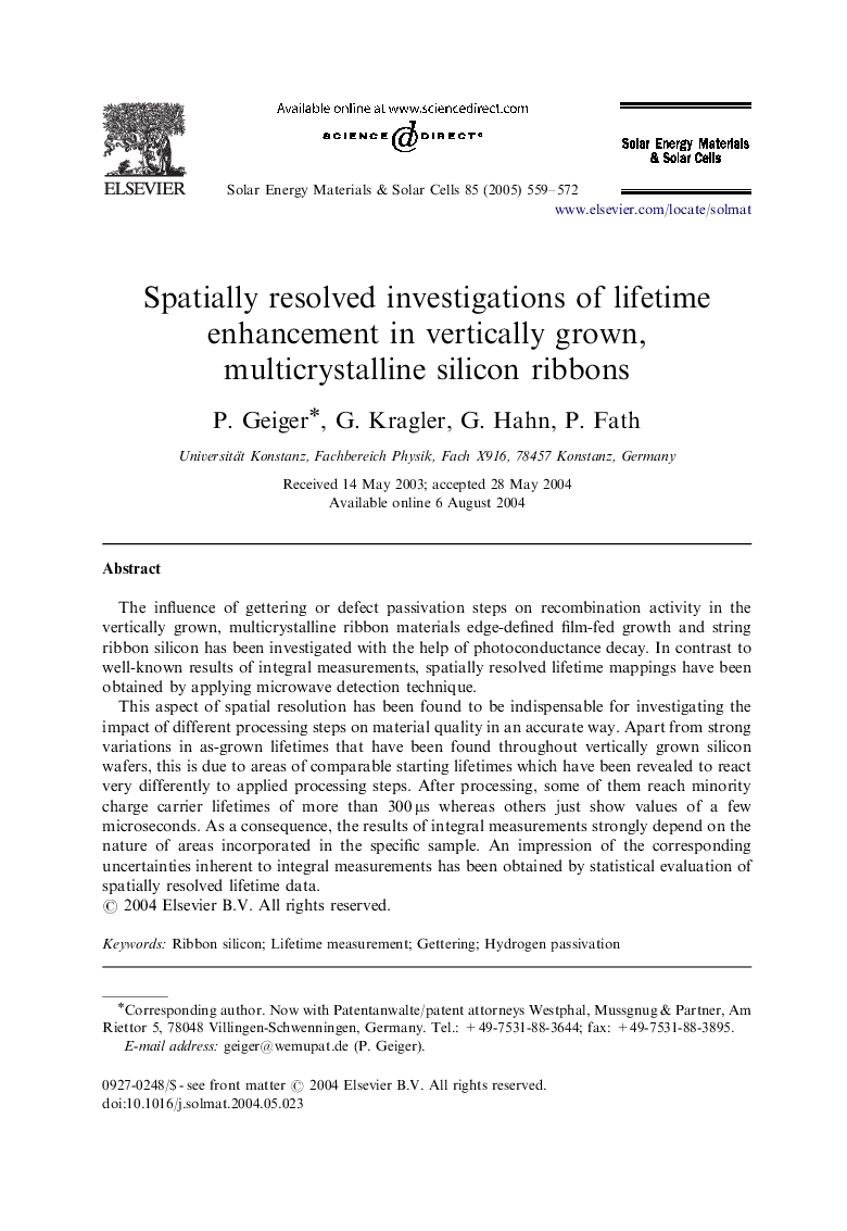 Spatially resolved investigations of lifetime enhancement in vertically grown, multicrystalline silicon ribbons