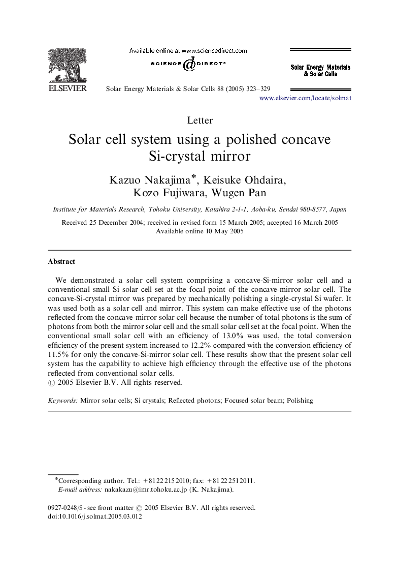 Solar cell system using a polished concave Si-crystal mirror