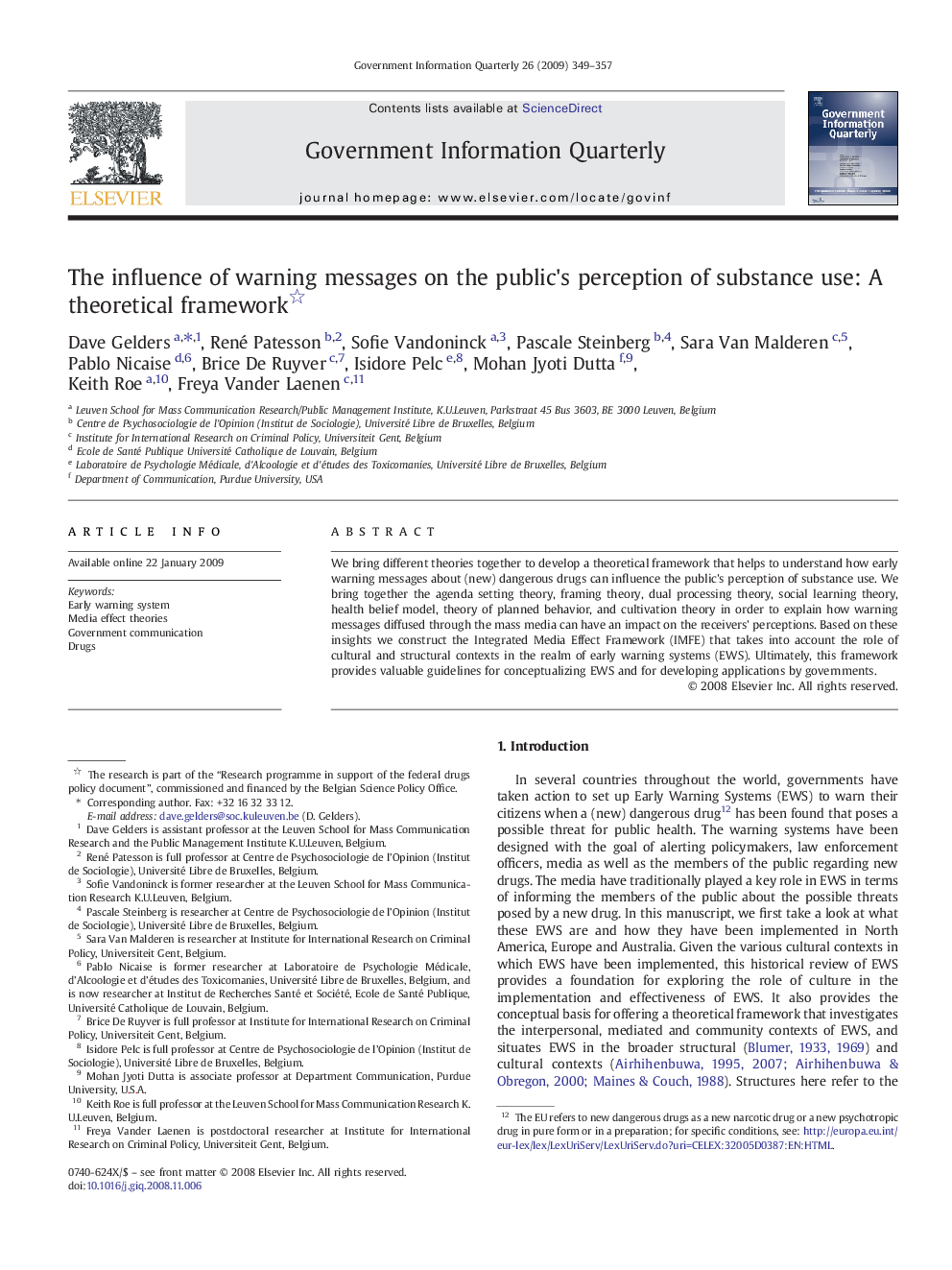 The influence of warning messages on the public's perception of substance use: A theoretical framework 