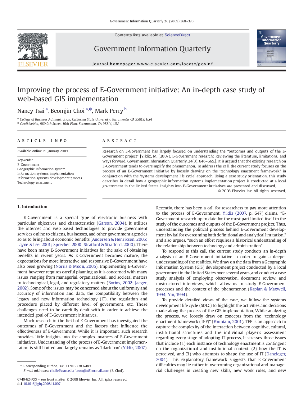 Improving the process of E-Government initiative: An in-depth case study of web-based GIS implementation