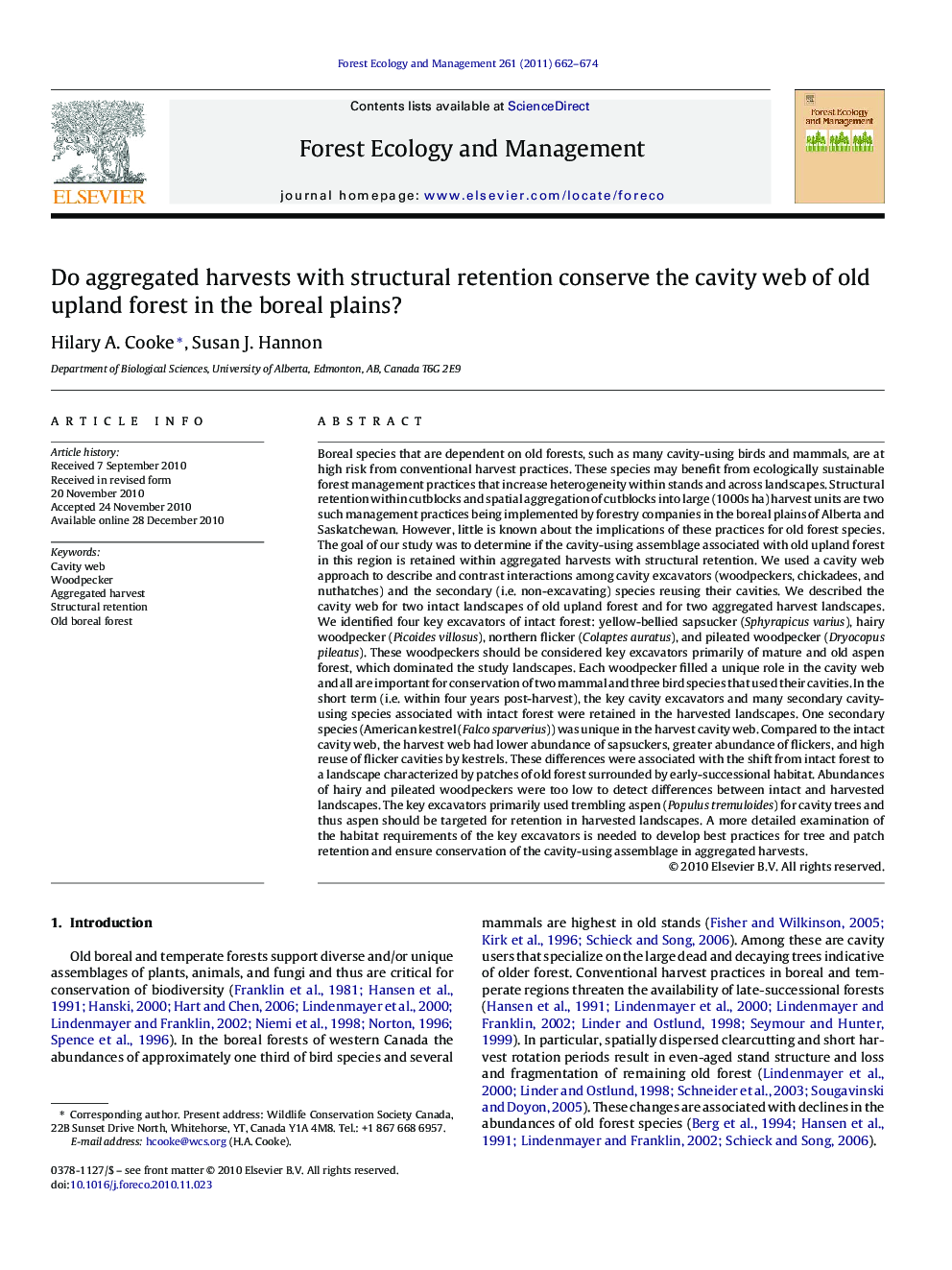 Do aggregated harvests with structural retention conserve the cavity web of old upland forest in the boreal plains?