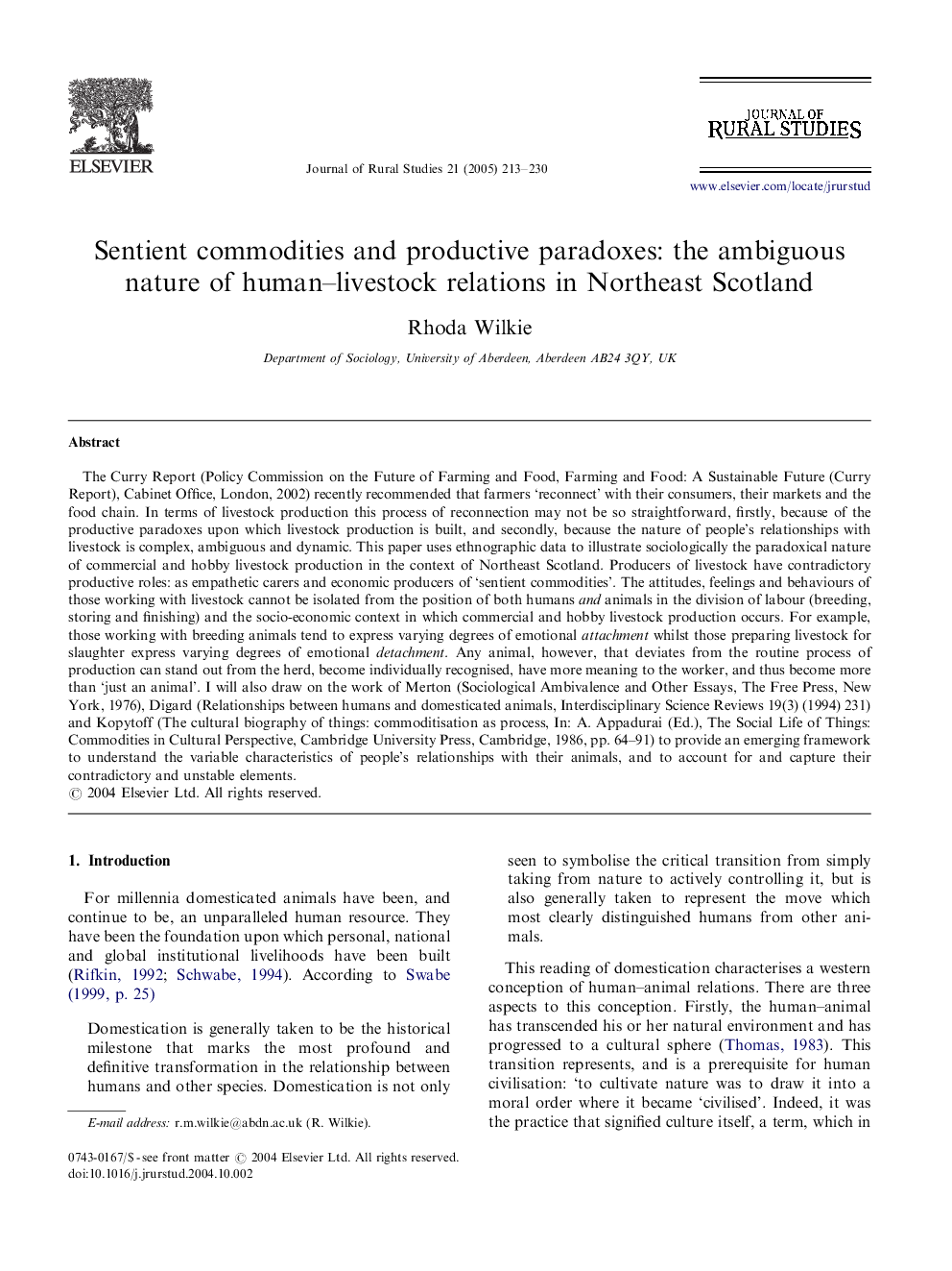 Sentient commodities and productive paradoxes: the ambiguous nature of human-livestock relations in Northeast Scotland