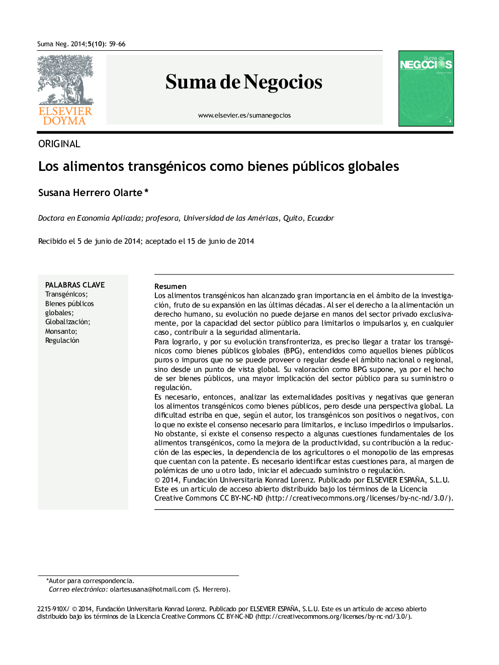 Los alimentos transgénicos como bienes públicos globales