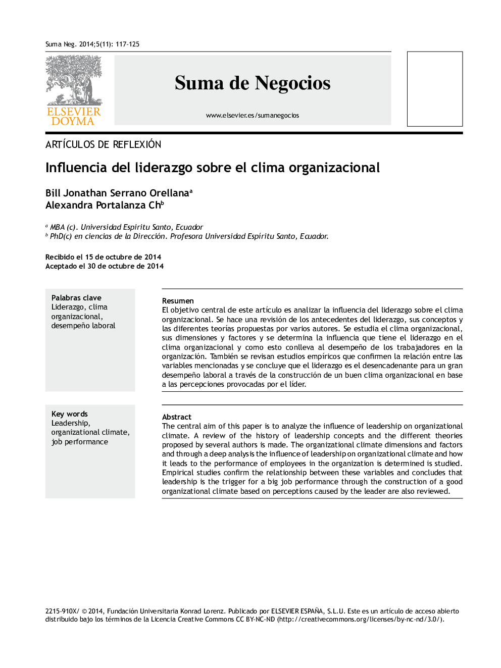 Influencia del liderazgo sobre el clima organizacional