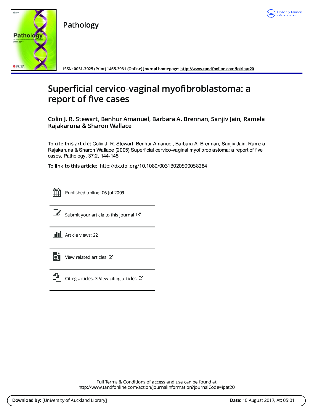 Superficial cervico-vaginal myofibroblastoma: a report of five cases