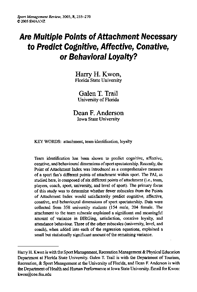 Are Multiple Points of Attachment Necessary to Predict Cognitive, Affective, Conative, or Behavioral Loyalty?