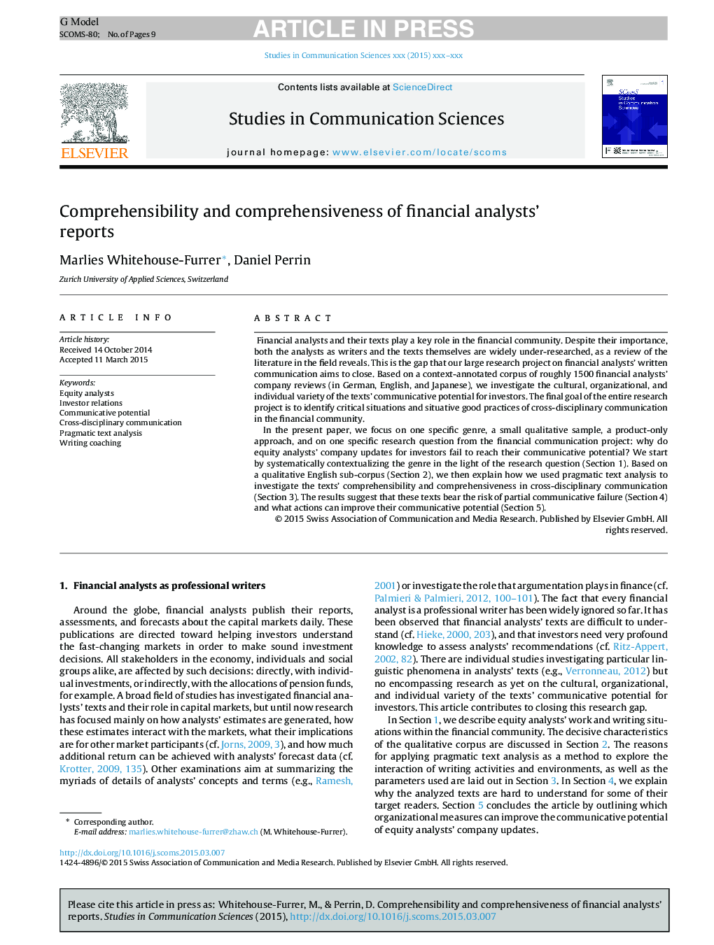 Comprehensibility and comprehensiveness of financial analysts' reports