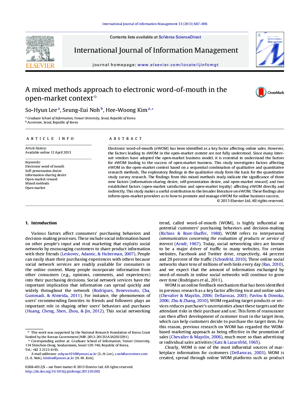 A mixed methods approach to electronic word-of-mouth in the open-market context