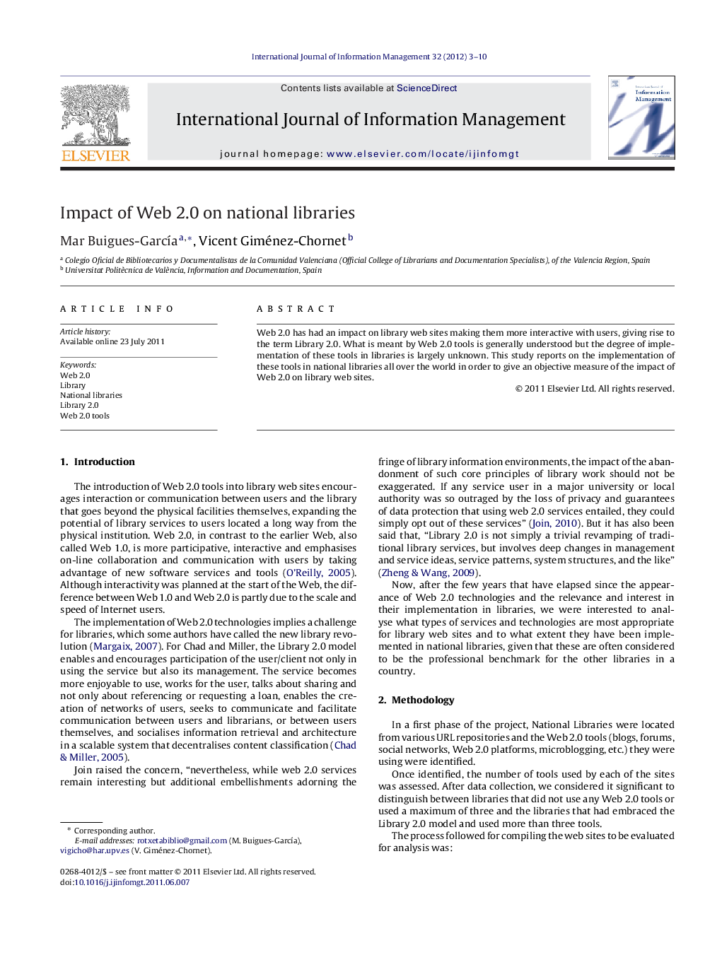 عکس صفحه اول مقاله: Impact of Web 2.0 on national libraries Impact of Web 2.0 on national libraries