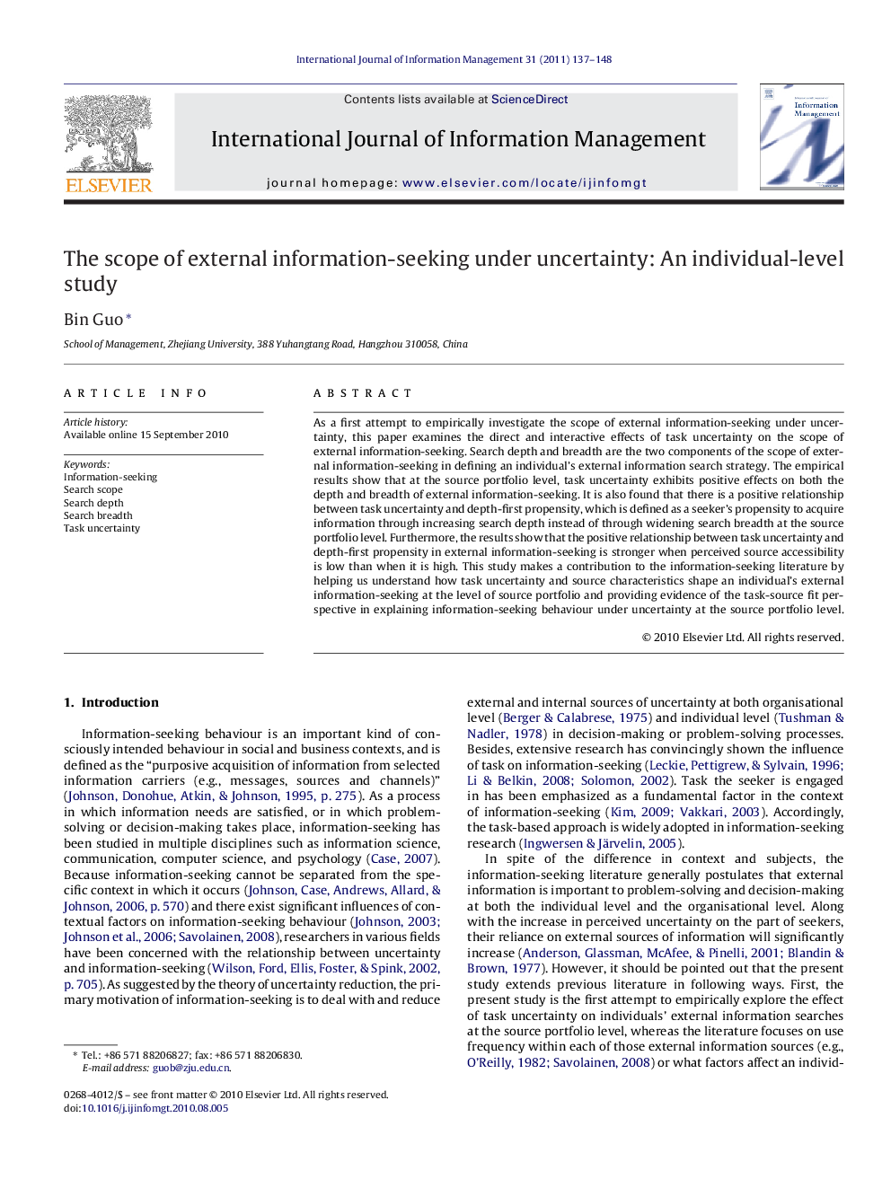 The scope of external information-seeking under uncertainty: An individual-level study