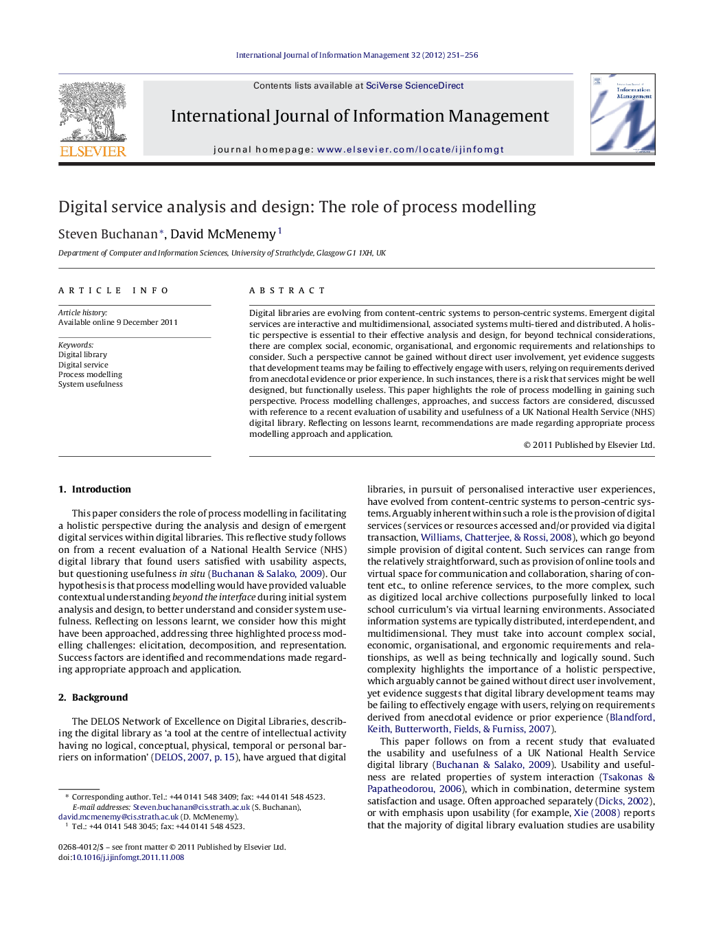 Digital service analysis and design: The role of process modelling