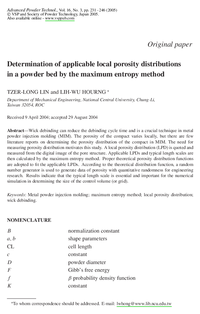 Determination of applicable local porosity distributions in a powder bed by the maximum entropy method