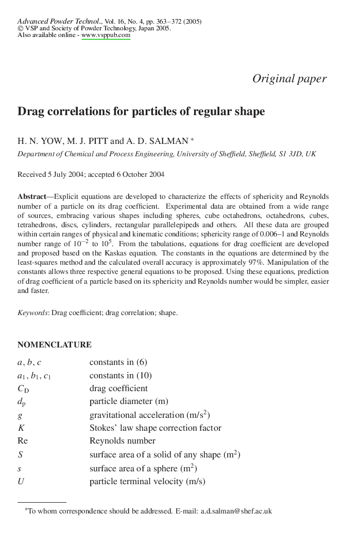 Drag correlations for particles of regular shape