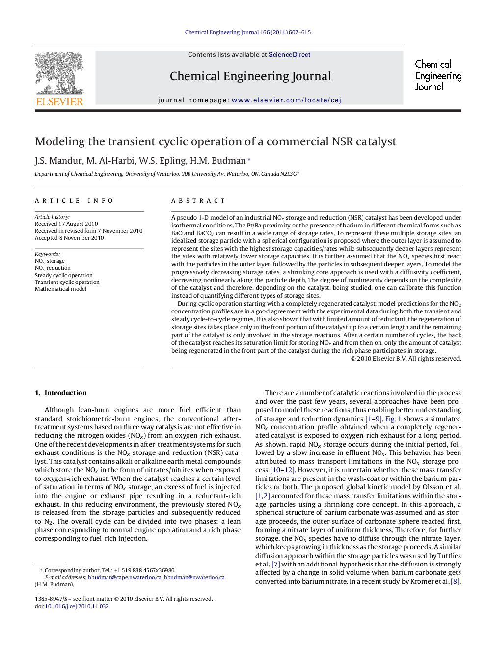 Modeling the transient cyclic operation of a commercial NSR catalyst