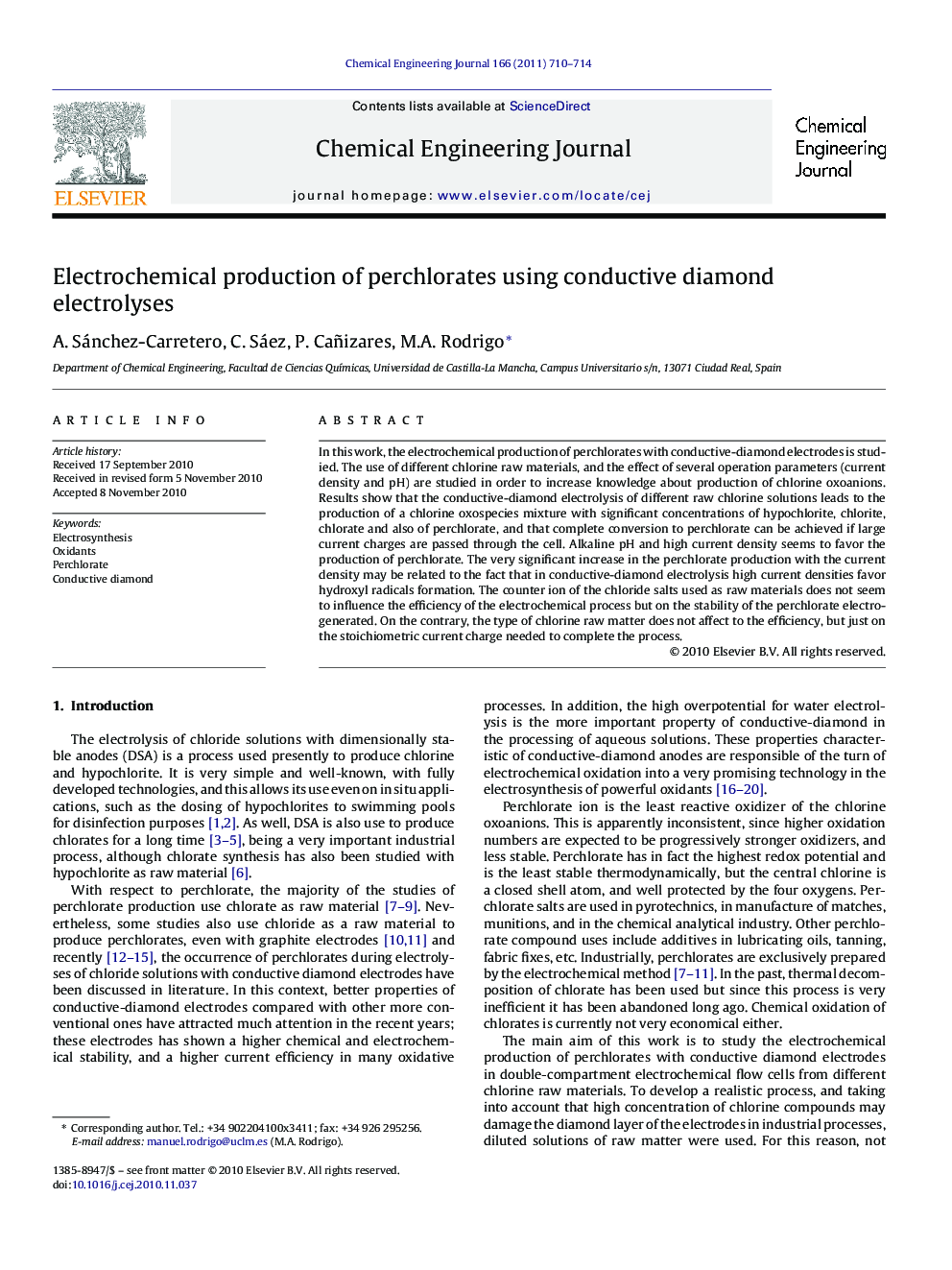 Electrochemical production of perchlorates using conductive diamond electrolyses