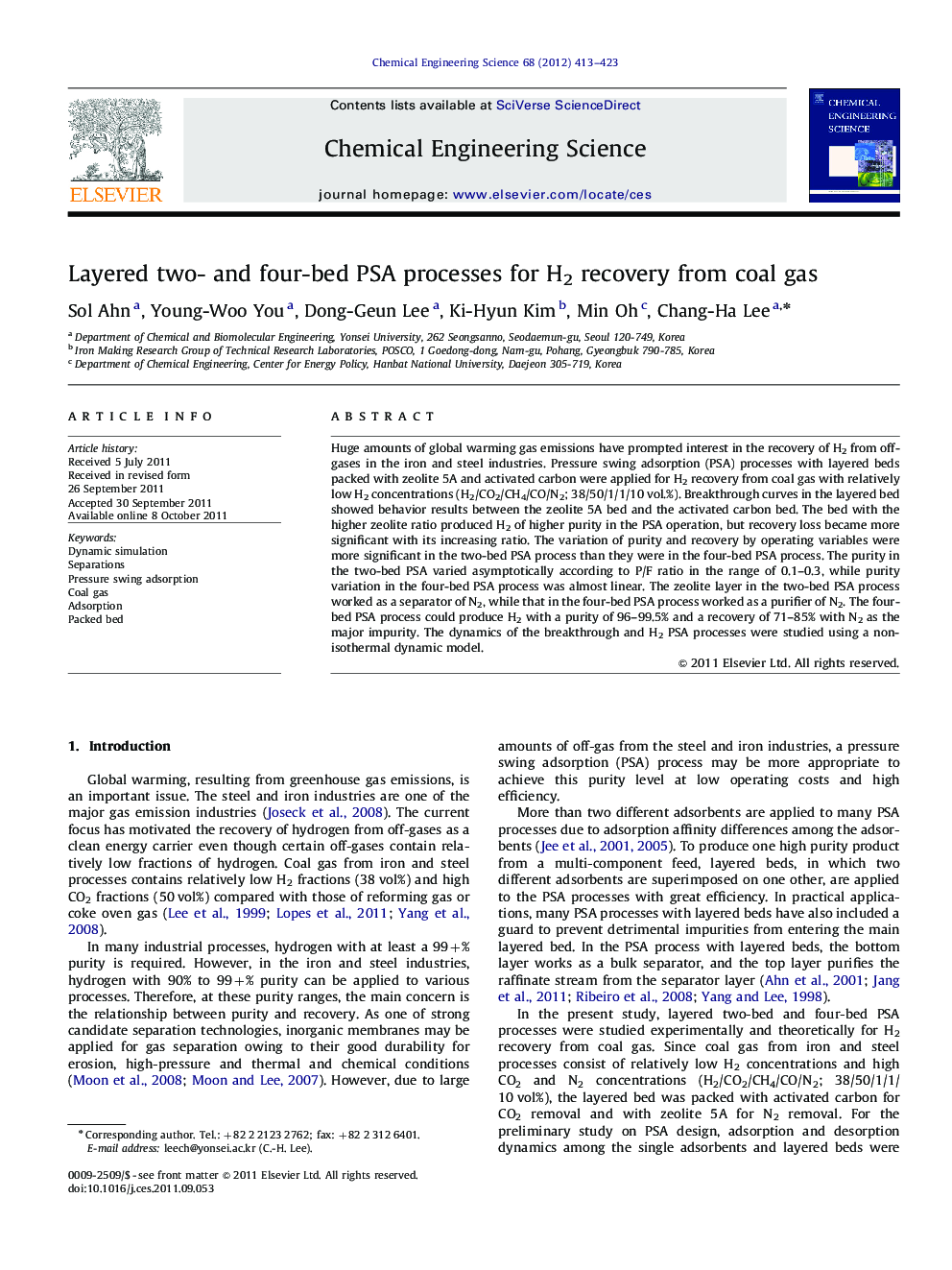 Layered two- and four-bed PSA processes for H2 recovery from coal gas