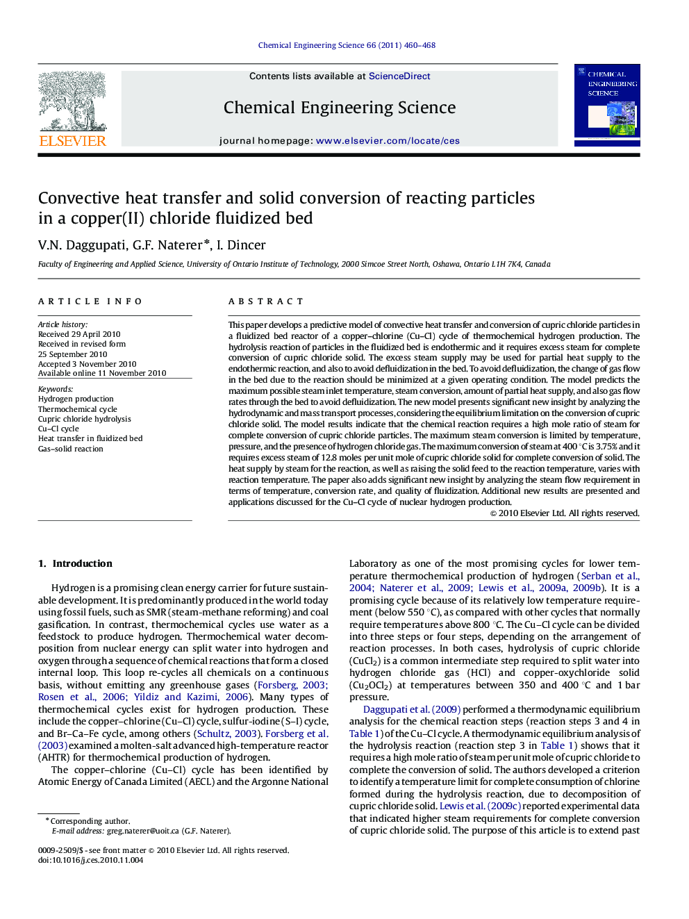 Convective heat transfer and solid conversion of reacting particles in a copper(II) chloride fluidized bed