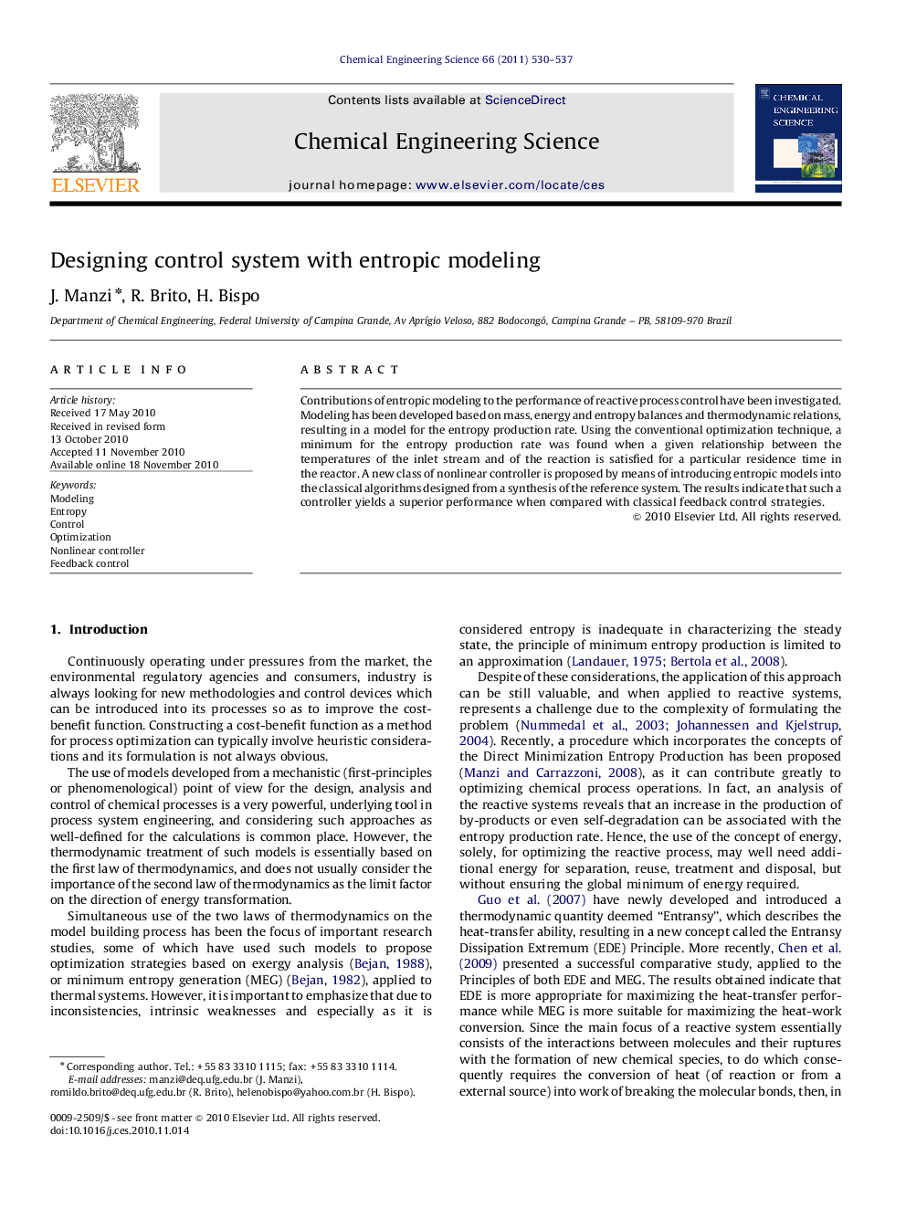 عکس صفحه اول مقاله: Designing control system with entropic modeling Designing control system with entropic modeling
