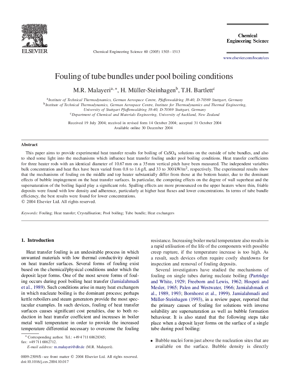 Fouling of tube bundles under pool boiling conditions