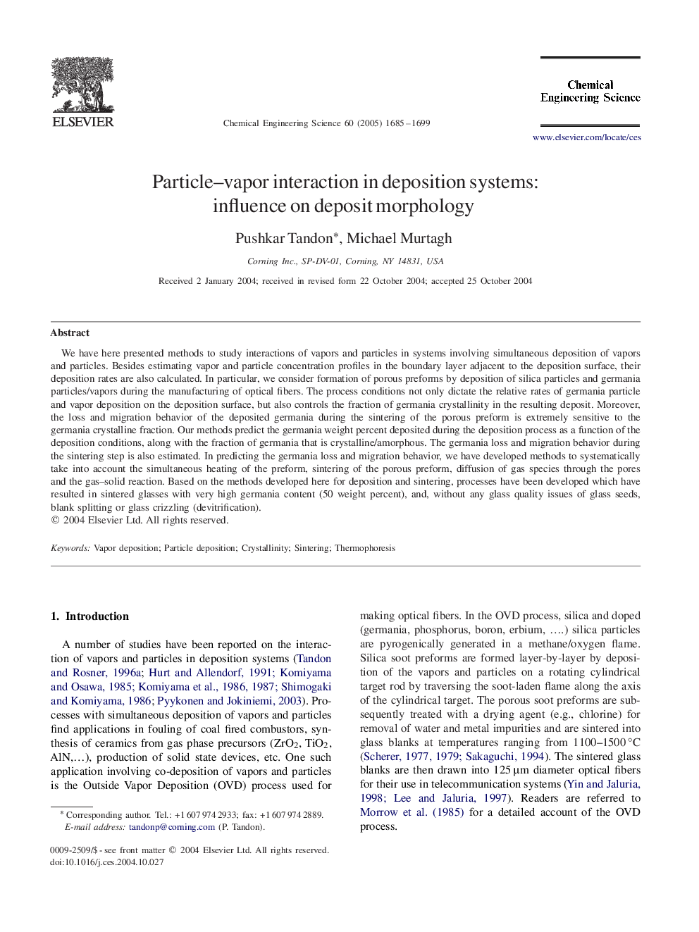 Particle-vapor interaction in deposition systems: influence on deposit morphology