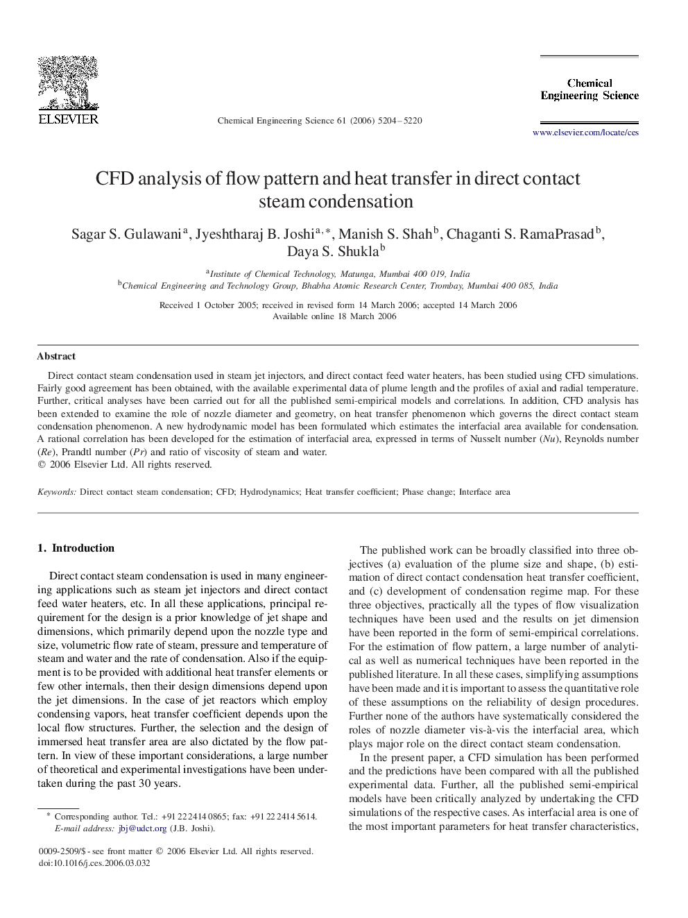 CFD analysis of flow pattern and heat transfer in direct contact steam condensation