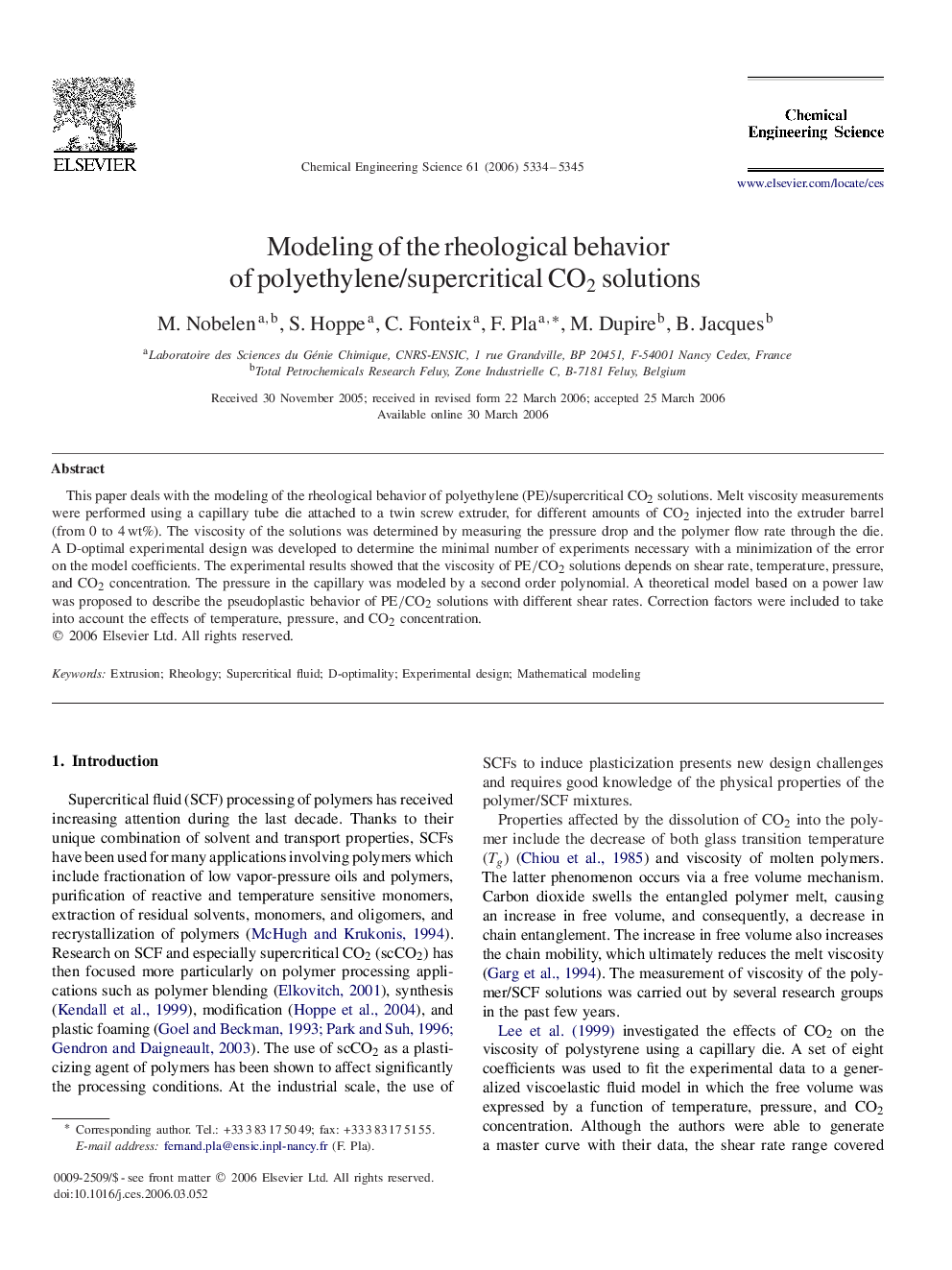 عکس صفحه اول مقاله: Modeling of the rheological behavior of polyethylene/supercritical CO2 solutions Modeling of the rheological behavior of polyethylene/supercritical CO2 solutions