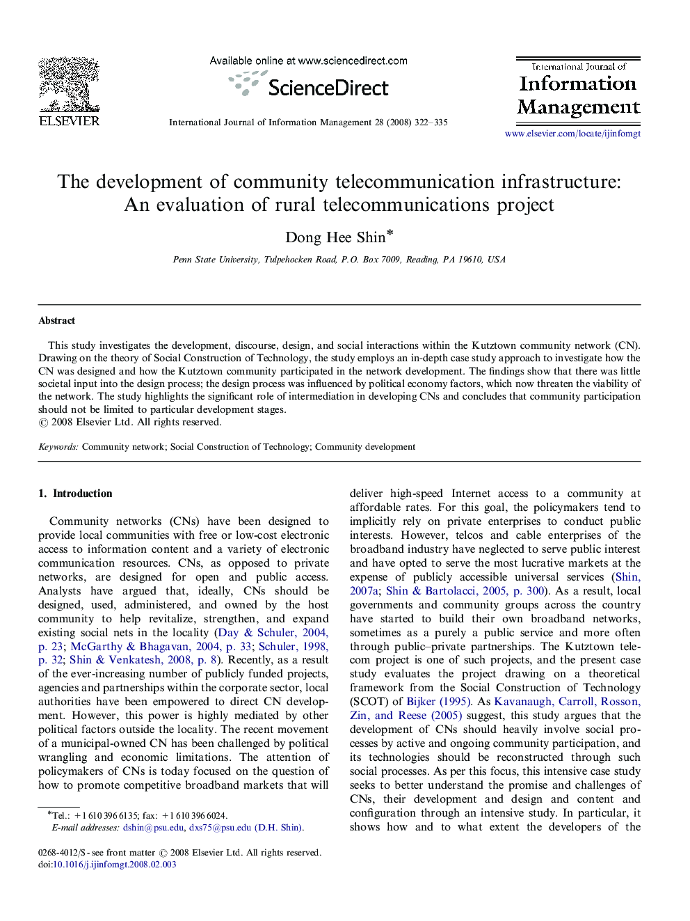 The development of community telecommunication infrastructure: An evaluation of rural telecommunications project