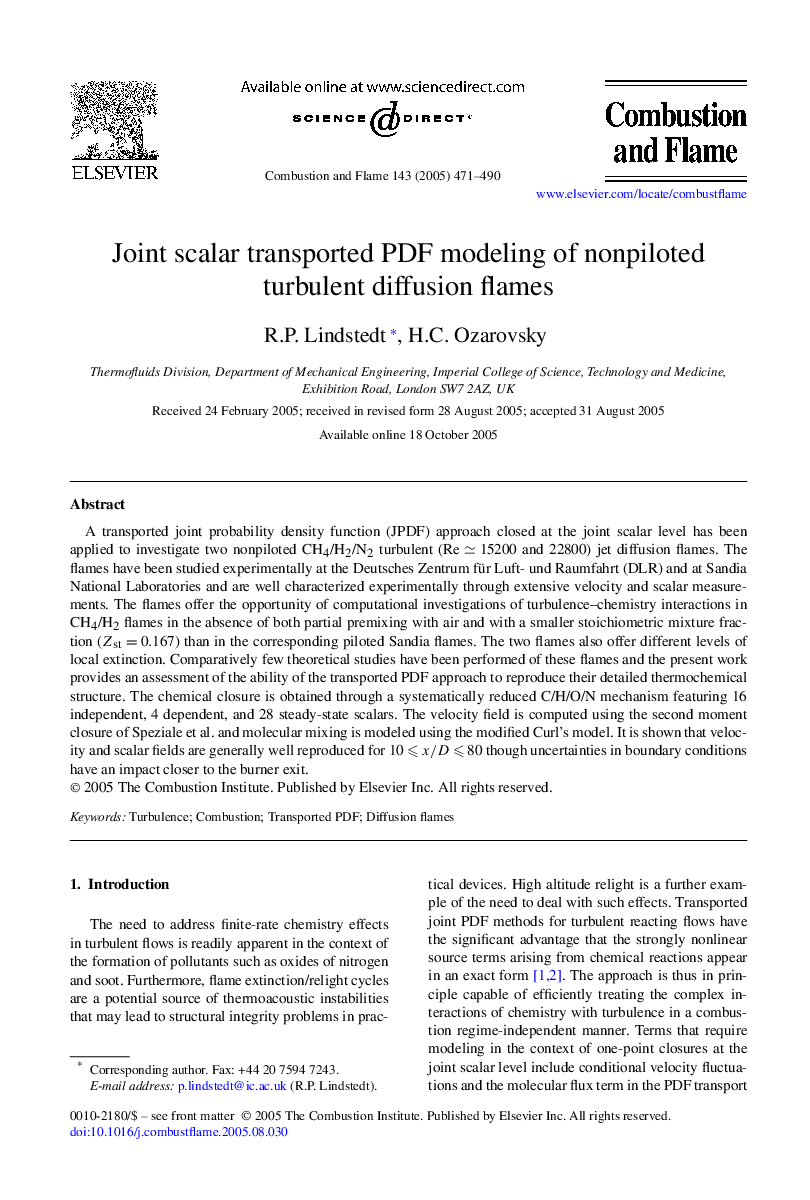 Joint scalar transported PDF modeling of nonpiloted turbulent diffusion flames