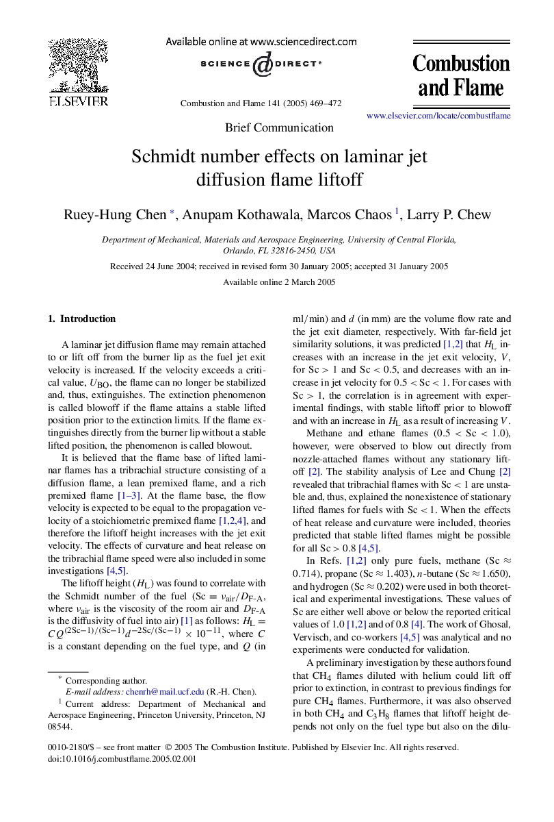 Schmidt number effects on laminar jet diffusion flame liftoff