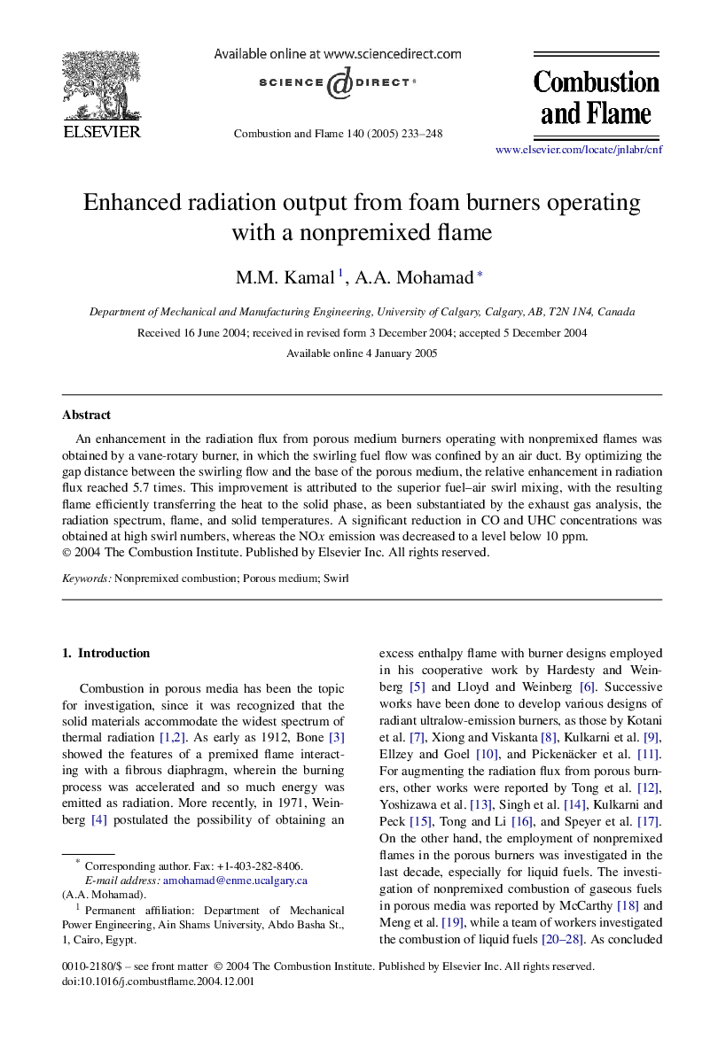 Enhanced radiation output from foam burners operating with a nonpremixed flame