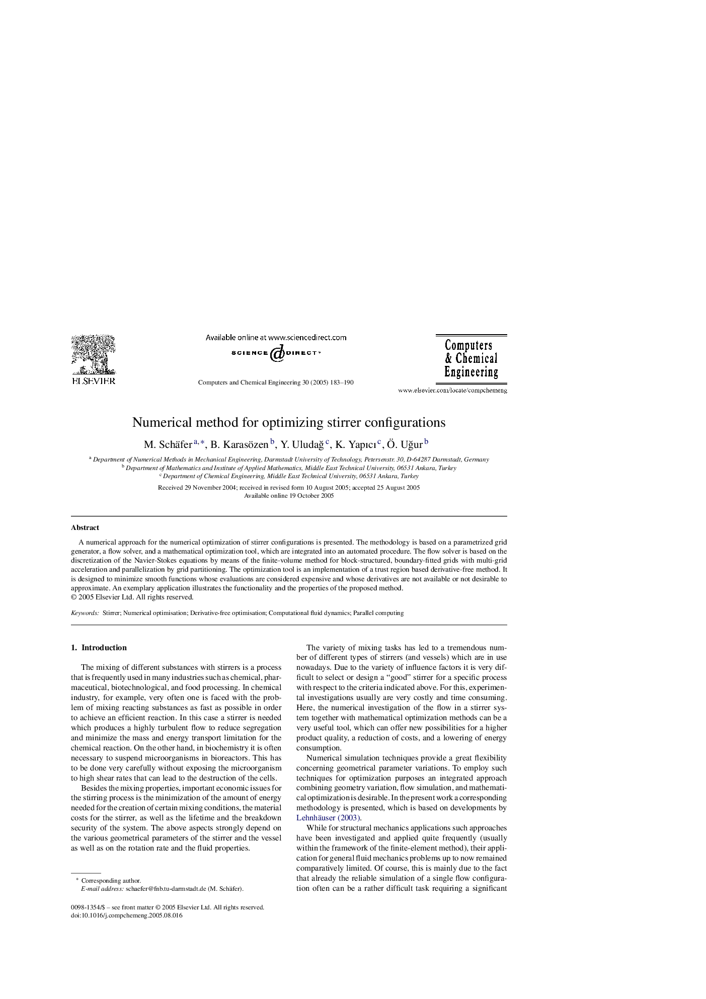 عکس صفحه اول مقاله: Numerical method for optimizing stirrer configurations Numerical method for optimizing stirrer configurations