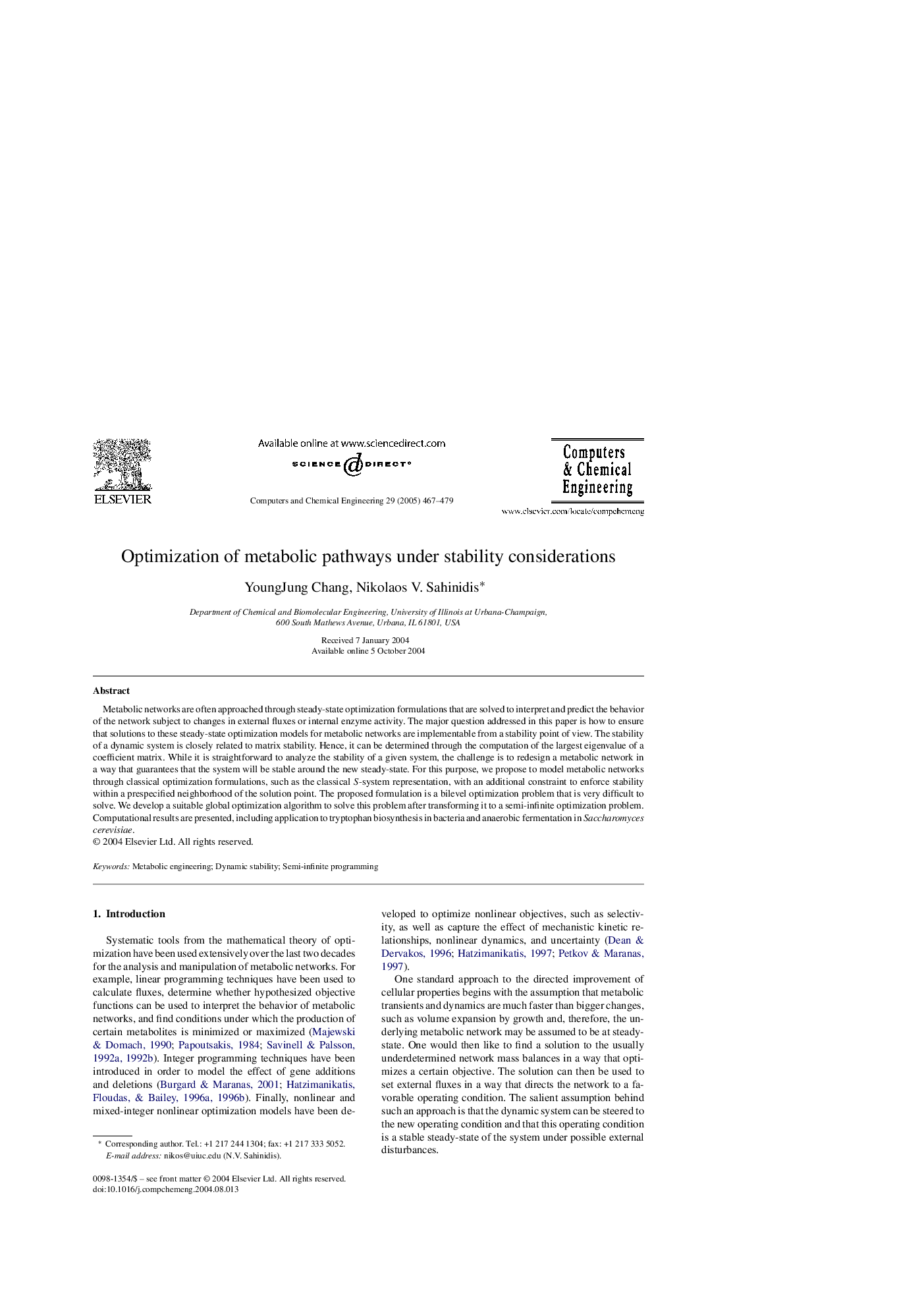 Optimization of metabolic pathways under stability considerations